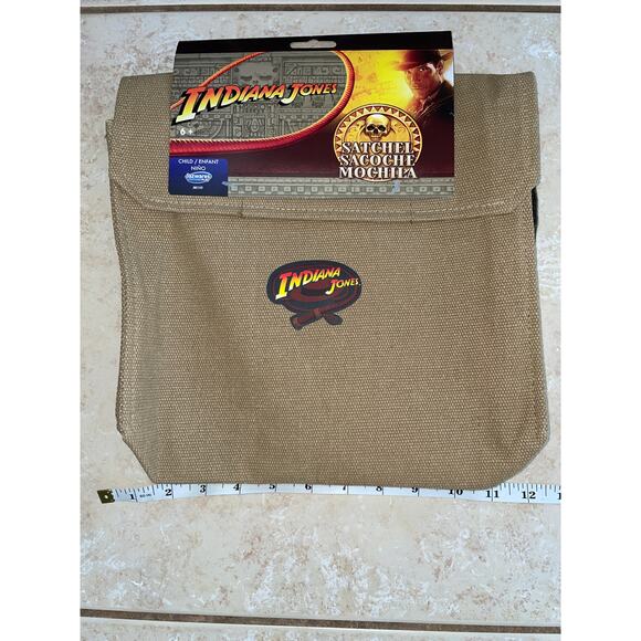 2 PC OFFICIAL INDIANA JONES CANVAS BAG SATCHEL & WHIP COSTUME SET ACCESSORY NEW - Picture 5 of 11